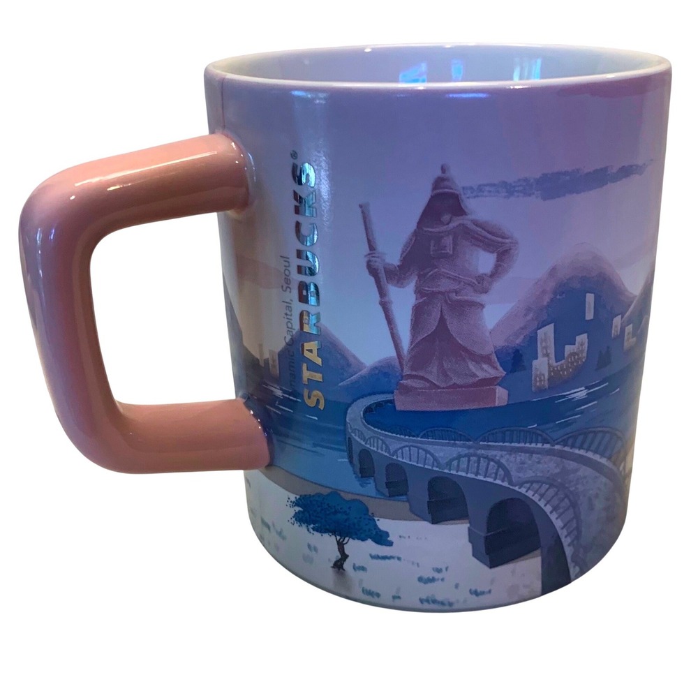 Official Starbucks Mug Seoul Korea City Tour 12oz Purple Blue‎ Excellent